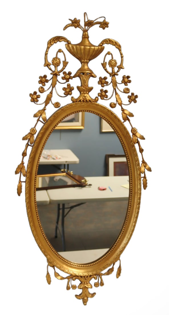 KITTINGER Signed Adams Style Giltwood Mirror. (1 of 8)