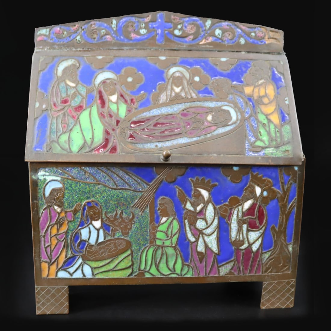 Antique Medieval Style Limoges Casket Reliquary. (1 of 10)