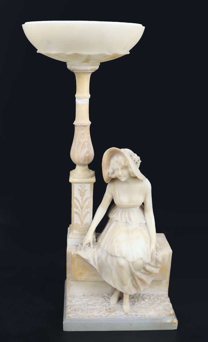 Antique Alabaster Figural Lamp. (1 of 12)
