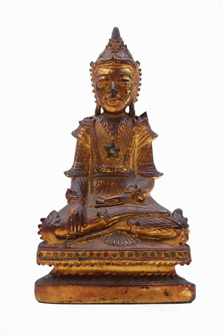 Sino-Tibetan Carved and Gilt Decorated Buddha. (1 of 12)