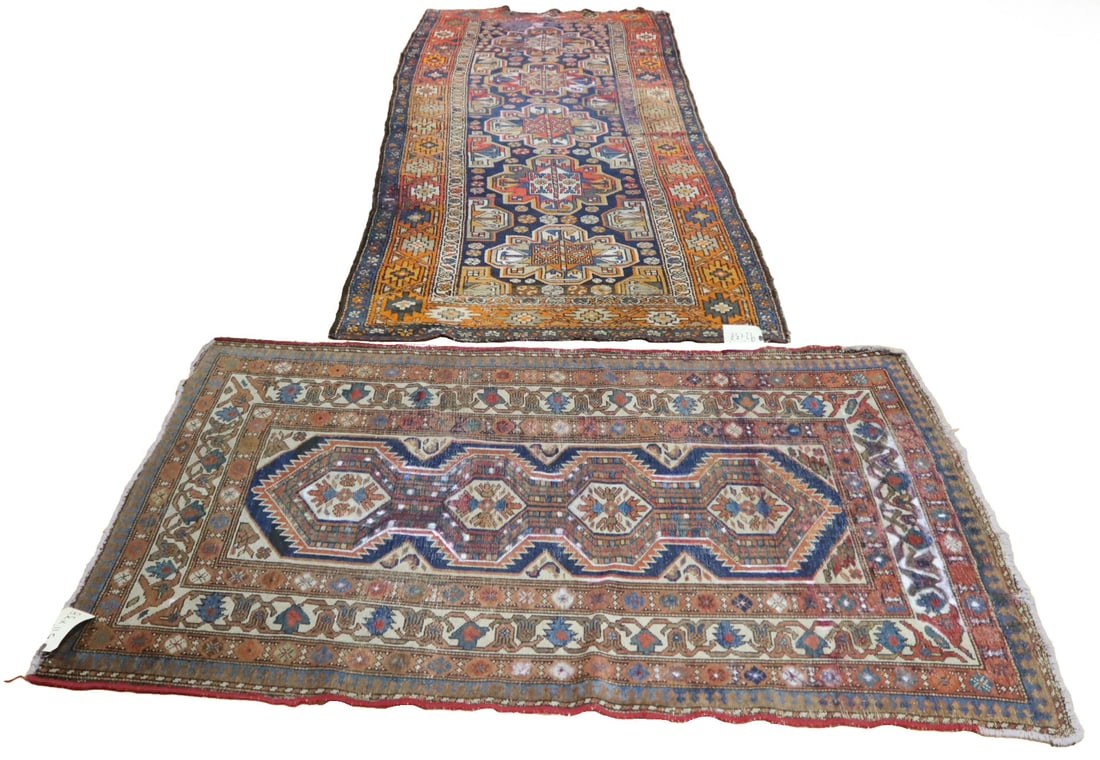 (2) Antique & Finely Hand Knotted Kazak Style Rugs (1 of 16)
