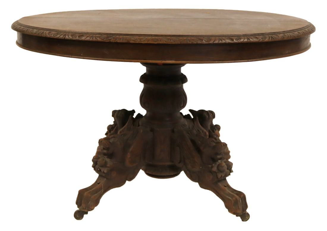 Antique Carved Griffin Base Table. (1 of 7)