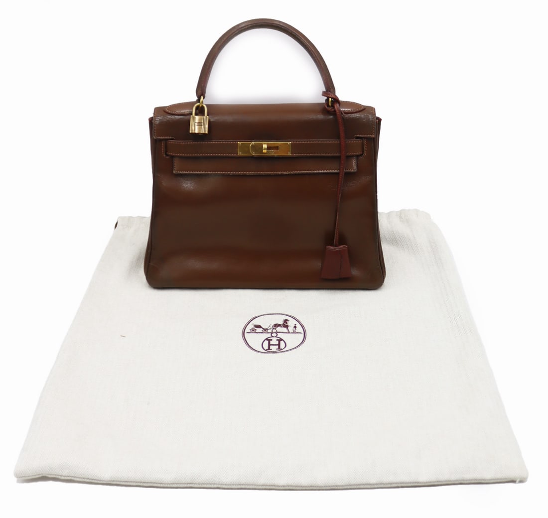 COUTURE. Vintage Hermes Kelly Brown Leather Bag. (1 of 17)