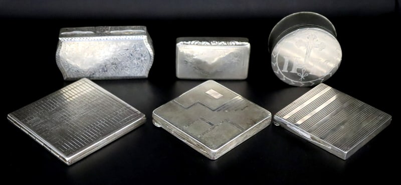 SILVER. (5) Assorted Austrian Silver Boxes and (1 of 13)