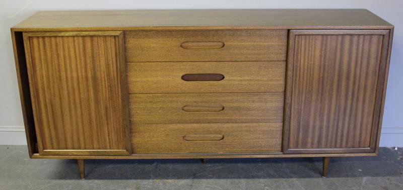 Harvey Probber Midcentury Sliding Door Cabinet.: From a NYC collector. Dimensions: 77.25" wide x 18" deep x 36.75" high.