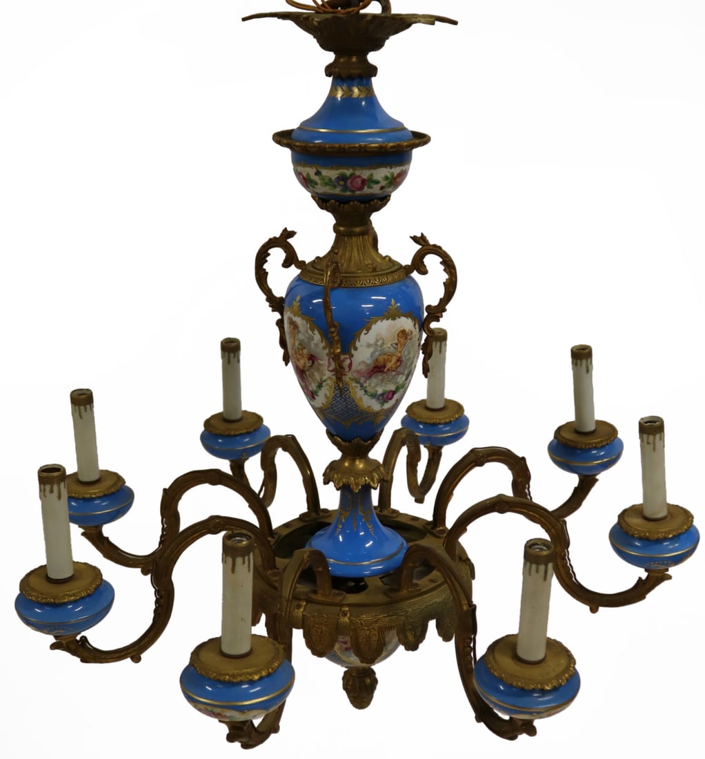 (Attrib) Sevres Bronze Mounted 8 Arm Chandelier. (1 of 7)