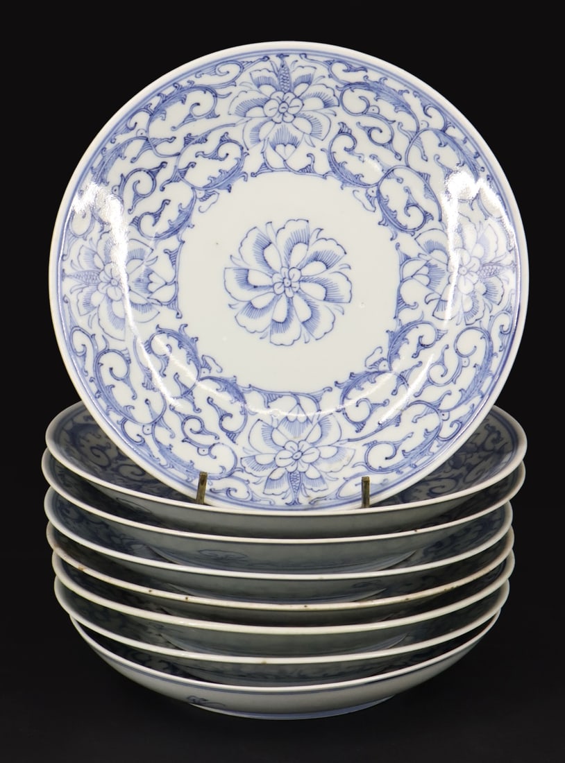 (8) Chinese Blue and White Plates. (1 of 8)