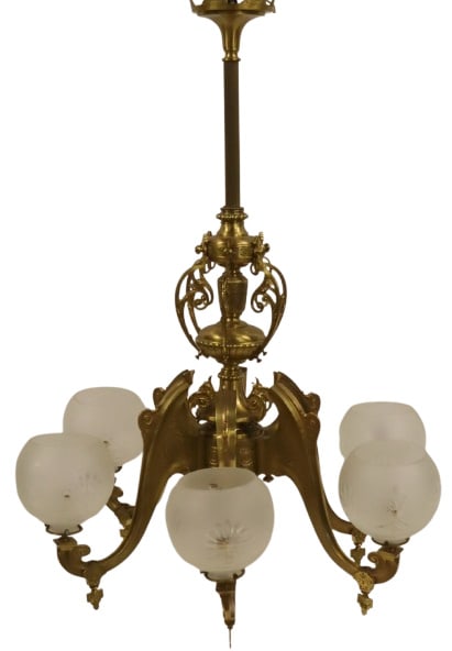Large Victorian Brass Chandelier. (1 of 8)