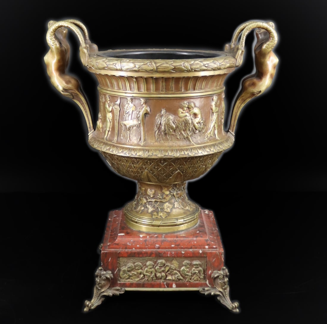 Large & Impressive Bronze Urn On Rouge Marble (1 of 8)