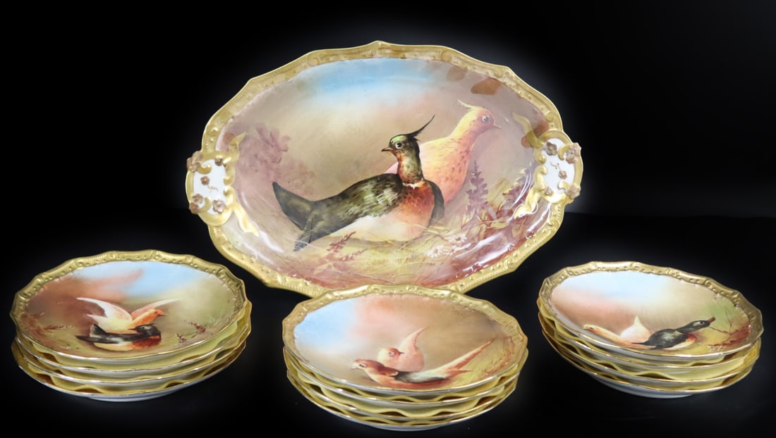 Limoges Porcelain Fish Platter & 12 Plates (1 of 4)