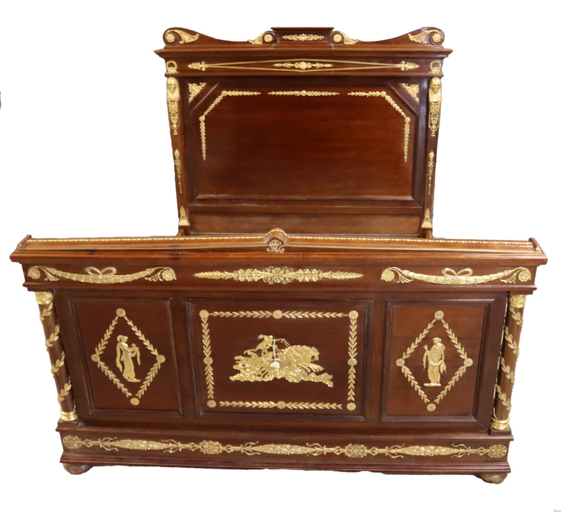 Antique Empire Bronze Mounted Mahogany Bed. (1 of 12)