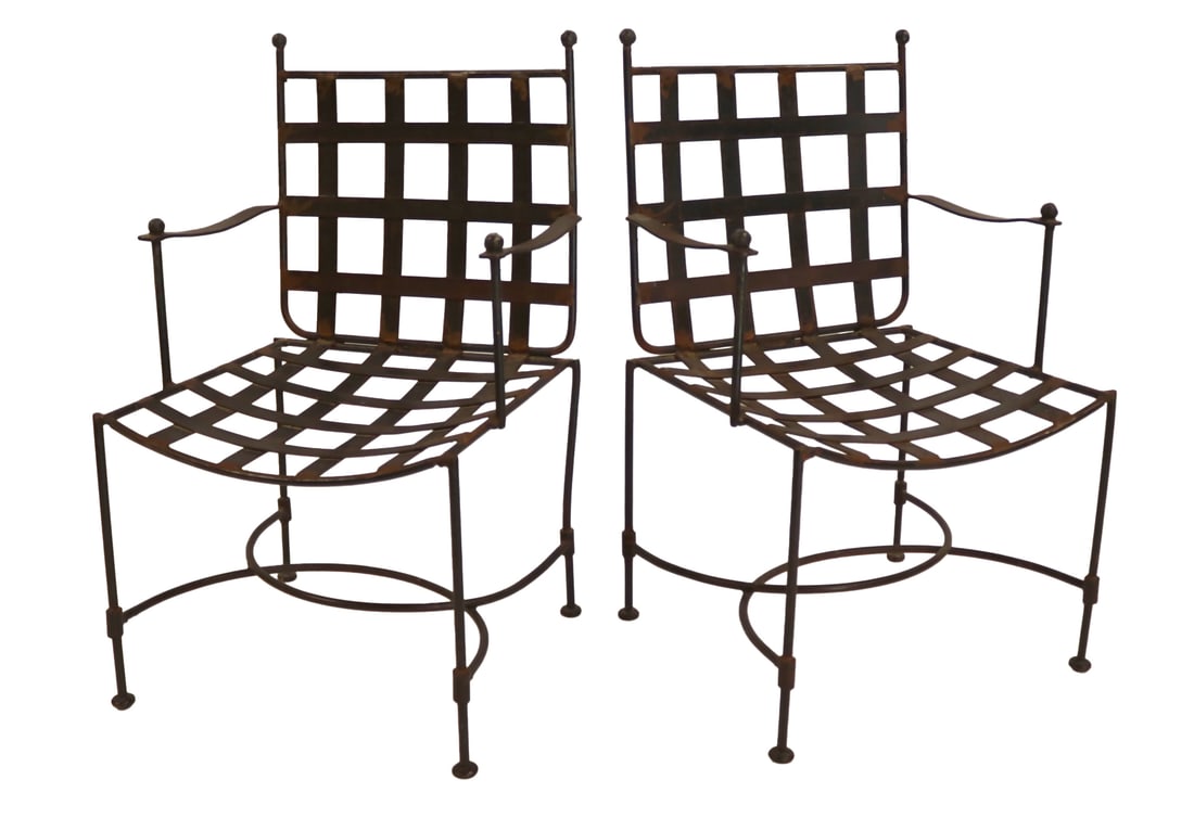 A Fine Quality Pair Of Wrought Iron Arm Chairs. (1 of 6)