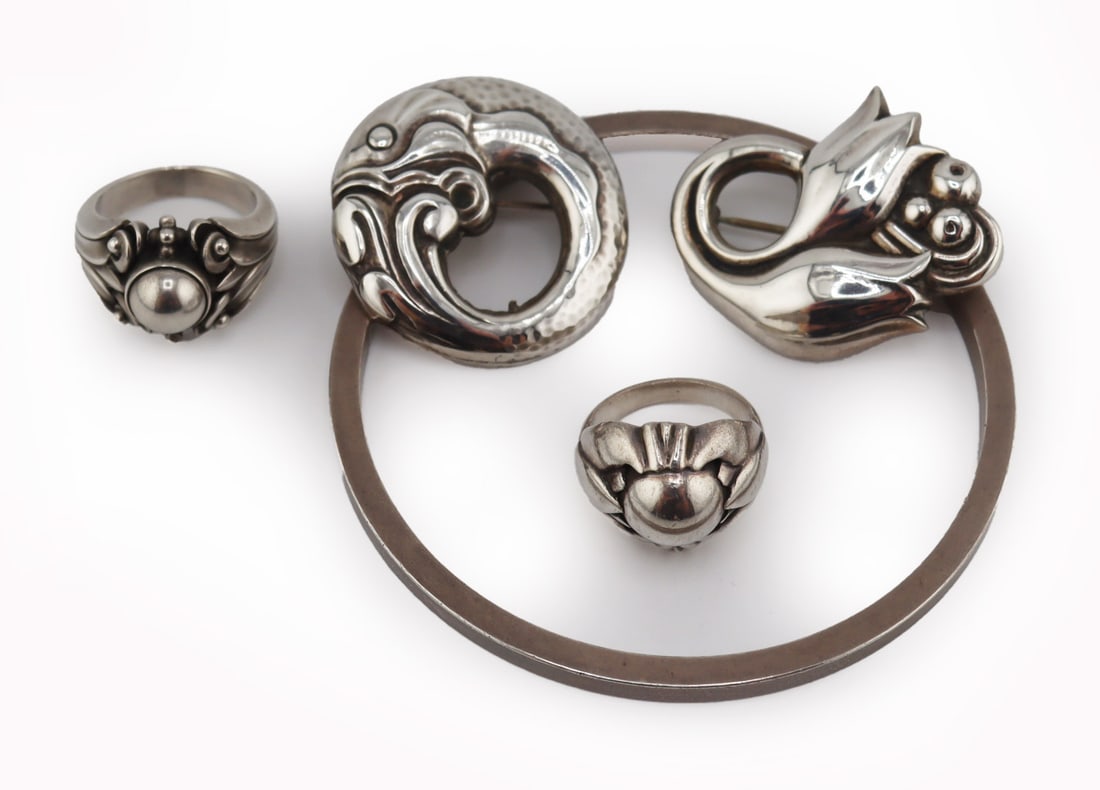 JEWELRY. Grouping of Georg Jensen Sterling Jewels. (1 of 14)