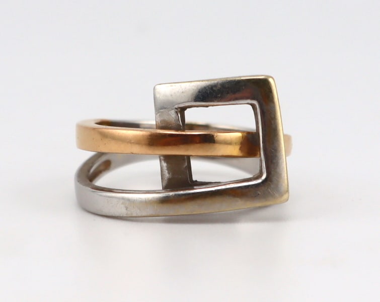 JEWELRY. Italian 18kt Bi-Color Gold Bypass Ring. (1 of 7)