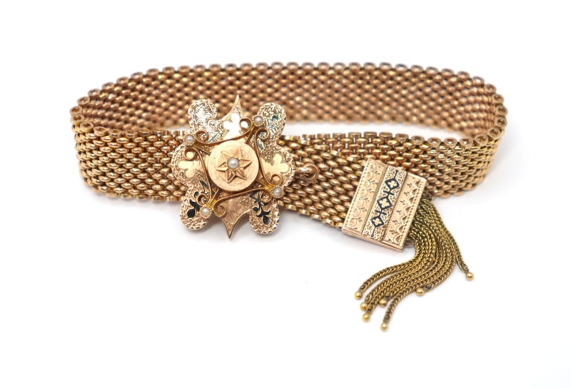 JEWELRY. Gold Victorian Taille D'épargne Bracelet. (1 of 5)