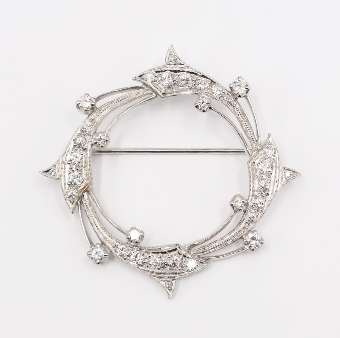 JEWELRY. 14kt Gold and Diamond Brooch. (1 of 6)