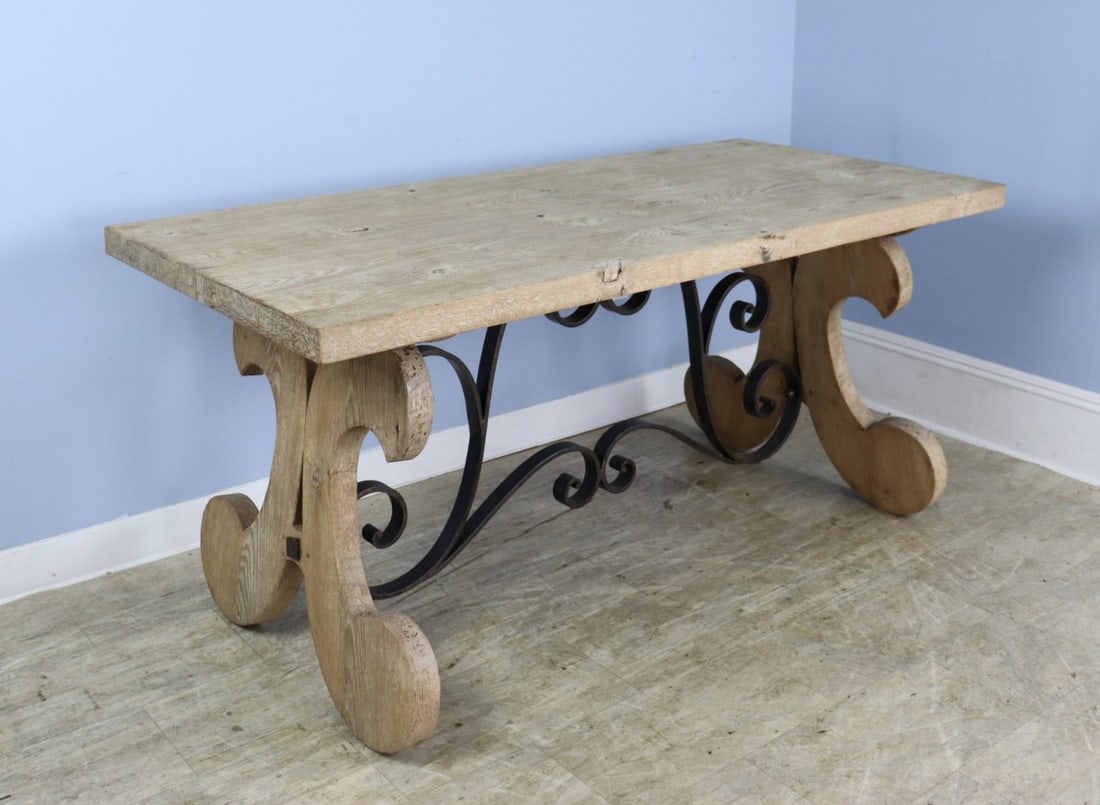Bleached Spanish Oak Breakfast Table with Iron (1 of 10)