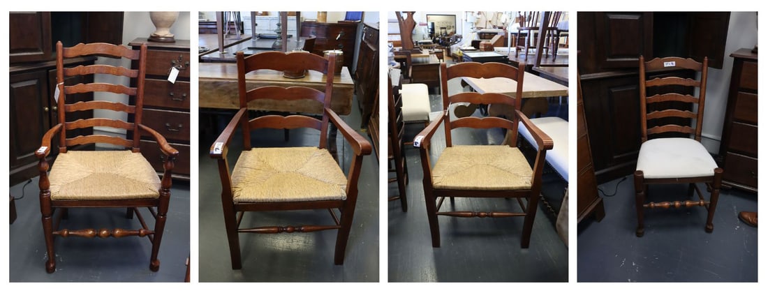 Collection of (4) Antique Ladderback Chairs. (1 of 7)