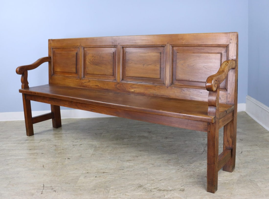 Chunky 19th Century French Elm Bench. (1 of 12)