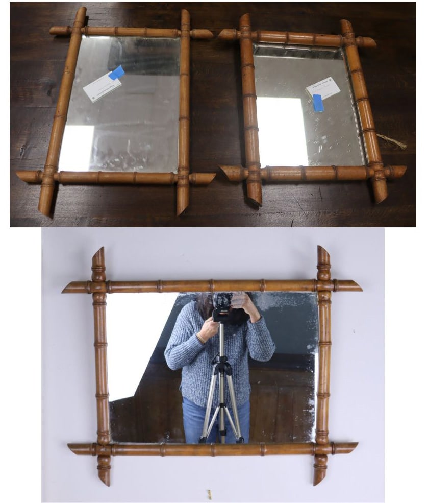 Collection of (3) Antique Faux Bamboo Mirrors. (1 of 12)