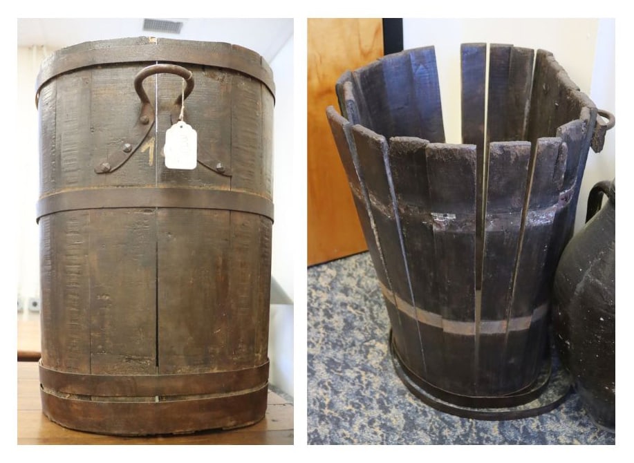 (2) Antique Iron Mounted Bucket with Handles. (1 of 7)