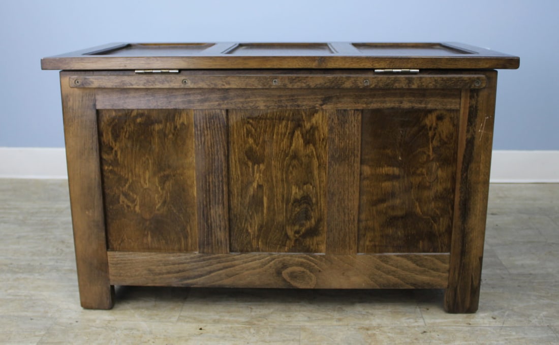 Carved English Oak Three-Panel Box or Coffer. (1 of 7)