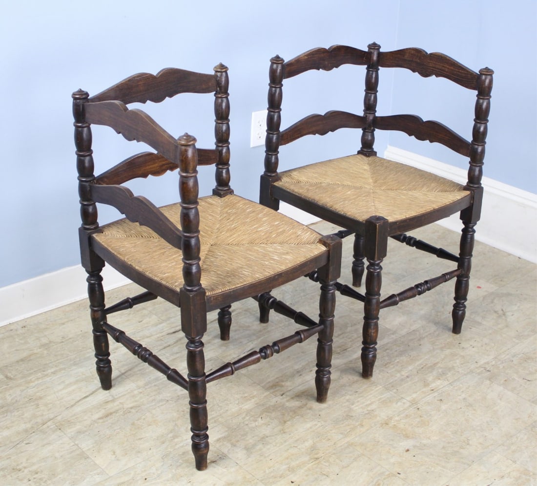 Pair of Antique French Oak Corner Chairs. (1 of 8)