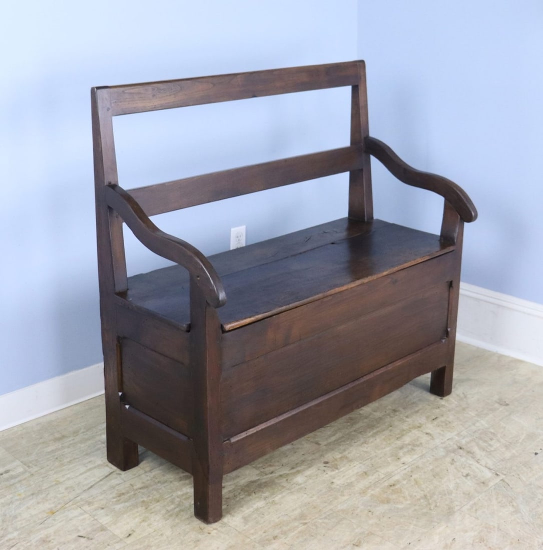 Antique French Chestnut Seat with Lift Lid. (1 of 10)