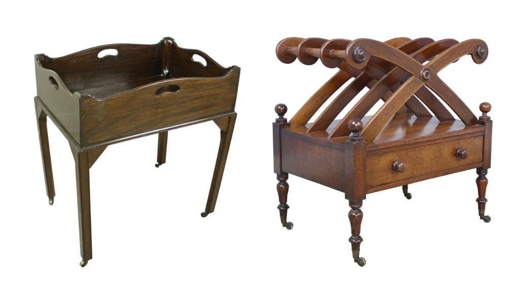 Antique Canterbury and Decanter Tray Table. (1 of 18)