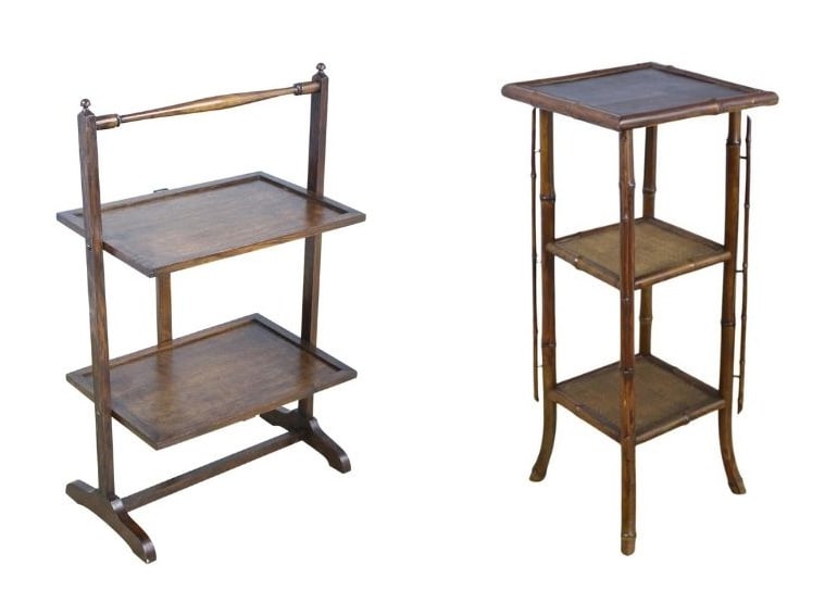 English Oak Cake Stand and Bamboo Side Table. (1 of 16)