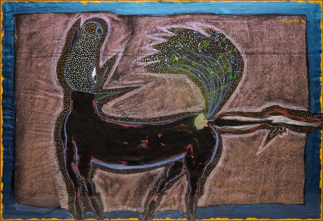 PHILIP TSIARAS (AMERICAN, b. 1952).: 'Horse', 1986. Mixed media on paper. Signed and dated upper right. Property from a Greenwich, CT collection. Dimensions: 27.25" h x 39" w. Frame: 32.375" h x 44" w.