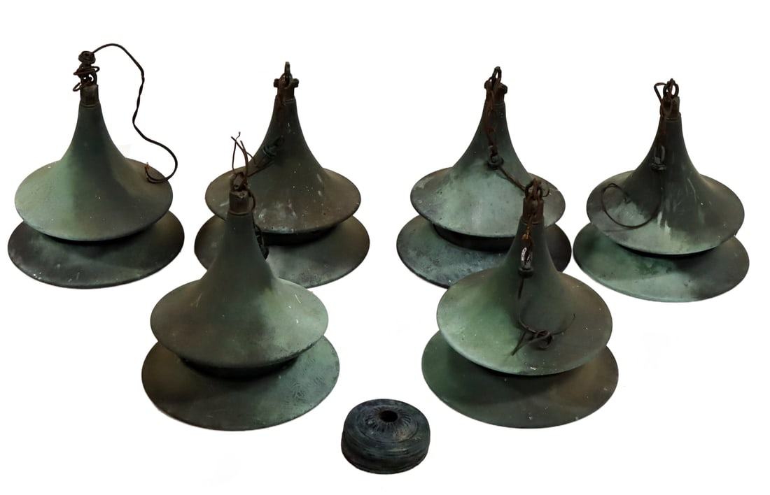 (6) Midcentury Patinated Copper Lanterns. (1 of 4)