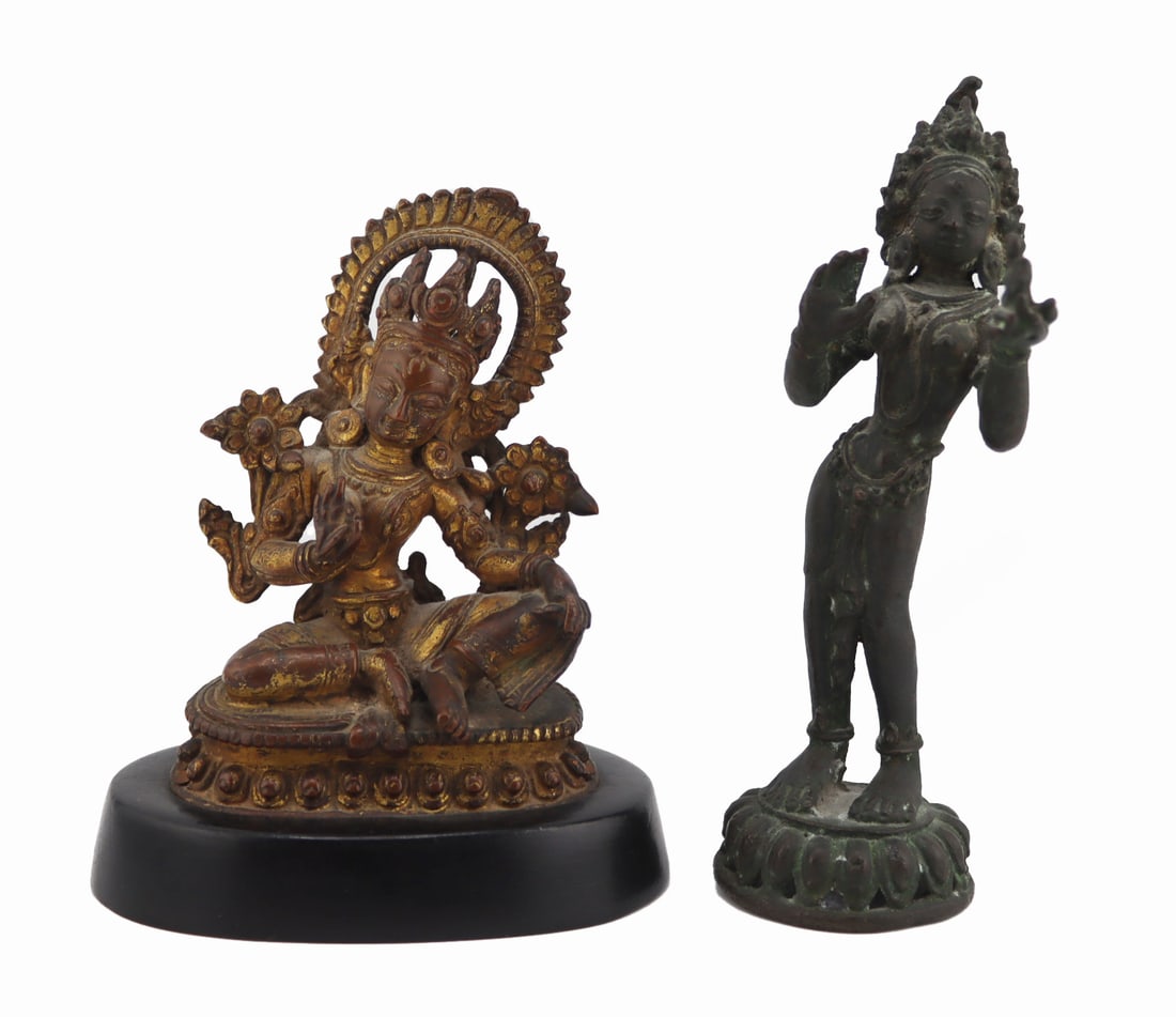 (2) Antique? Thai Bronze Deities. (1 of 13)