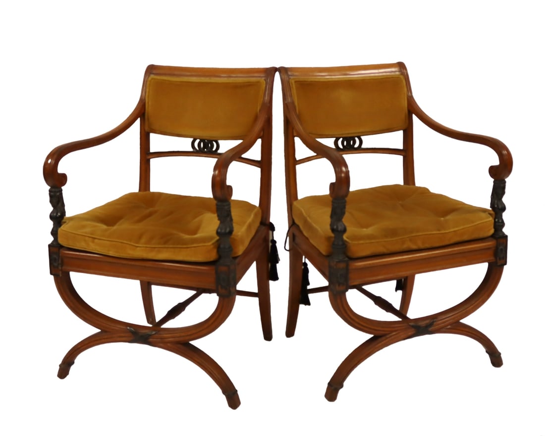 A Vintage Pair Of Regency Style Arm Chairs. (1 of 10)