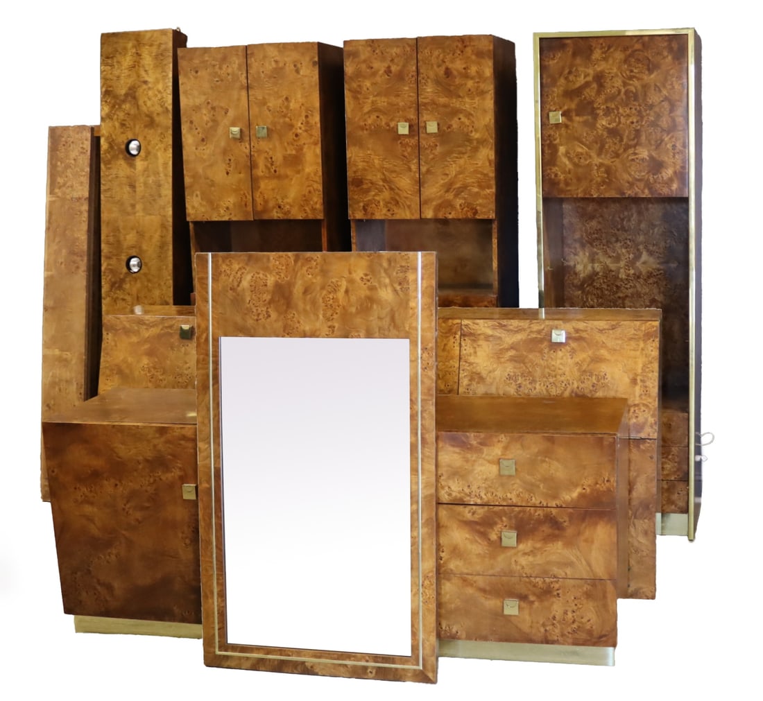 FOUNDERS Midcentury Burl Walnut Bedroom Suite. (1 of 13)