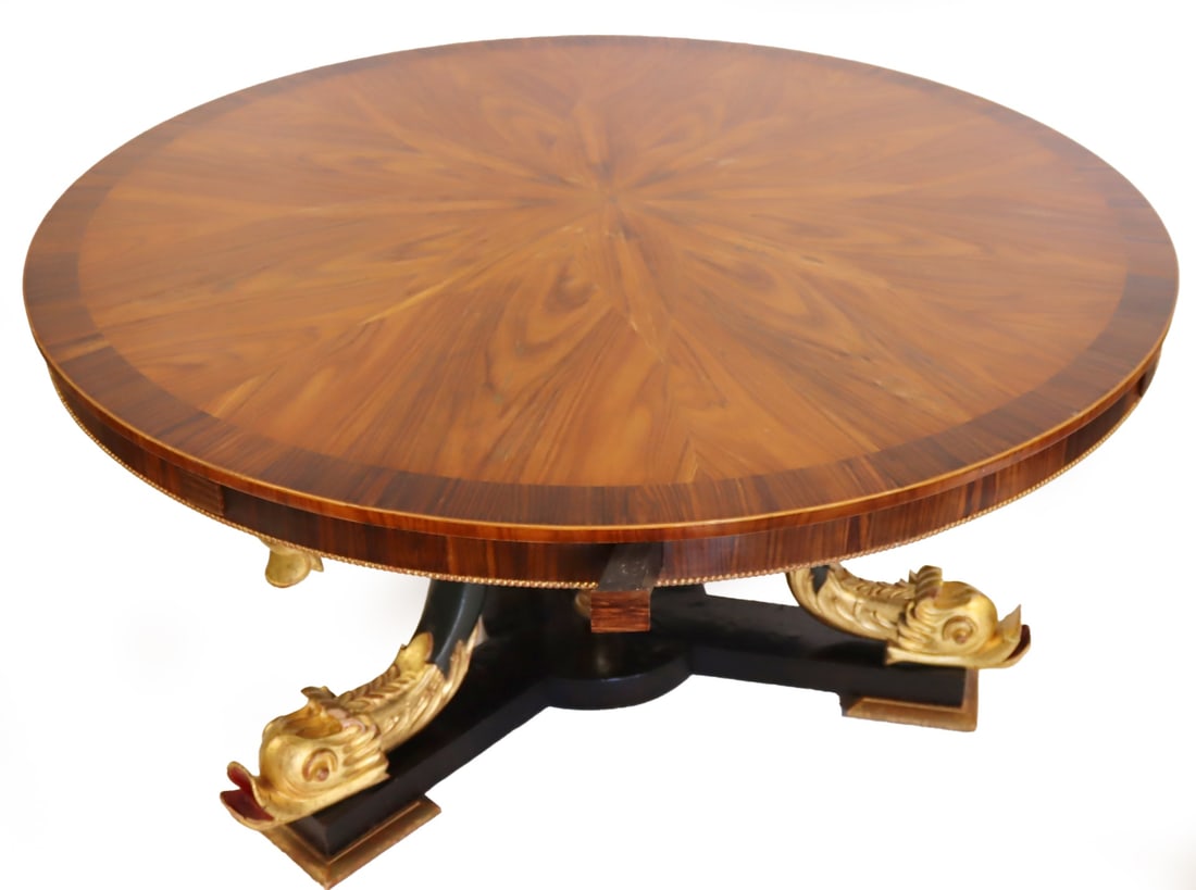 Vintage Neoclassical Style Banded Dining Table. (1 of 12)