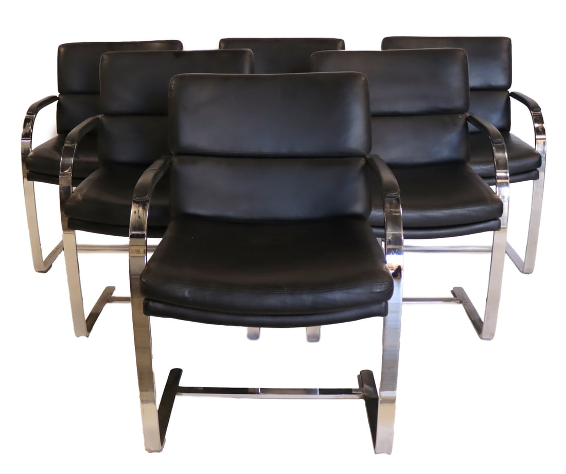 6 Midcentury Chrome & Leather Chairs By Preview. (1 of 9)