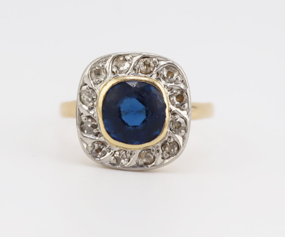 JEWELRY. Bi-color 14kt Gold, Gem and Diamond Ring. (1 of 7)