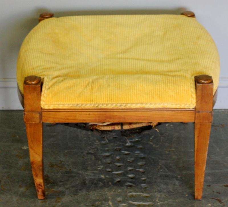 Biedermeier Yellow Upholstered Stool.: From a Mamaroneck, NY location.Dimensions: 27" high x 25" deep x 18" high.