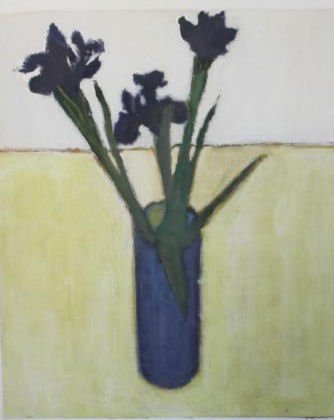 PODLACH, Betsy. Mixed Media on Paper.: Still life with lilacs. Signed lower right. Betsy Podlach, American, 20th/21st C. From a storage warehouse. Dimensions: 27" high x 23" wide. Condition: Slight staining to edge upper top edge, not exam