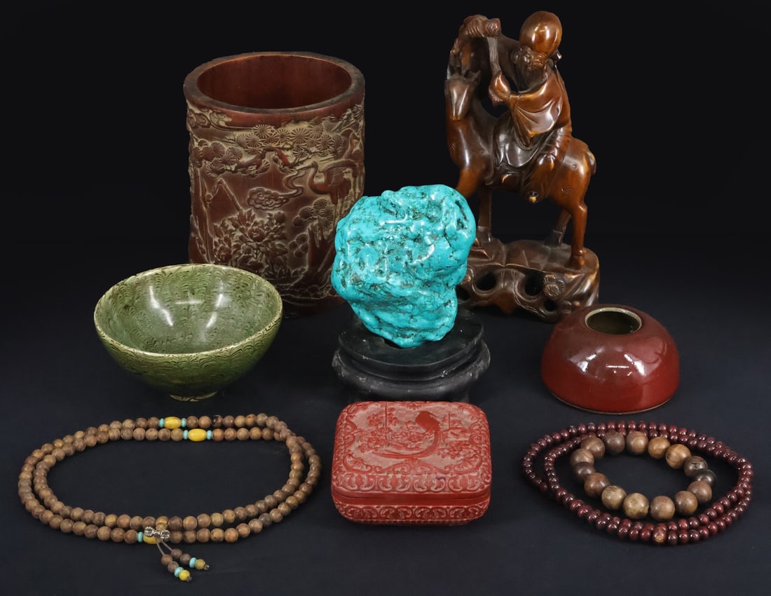 Grouping of Chinese Ceramics and Carvings. (1 of 16)