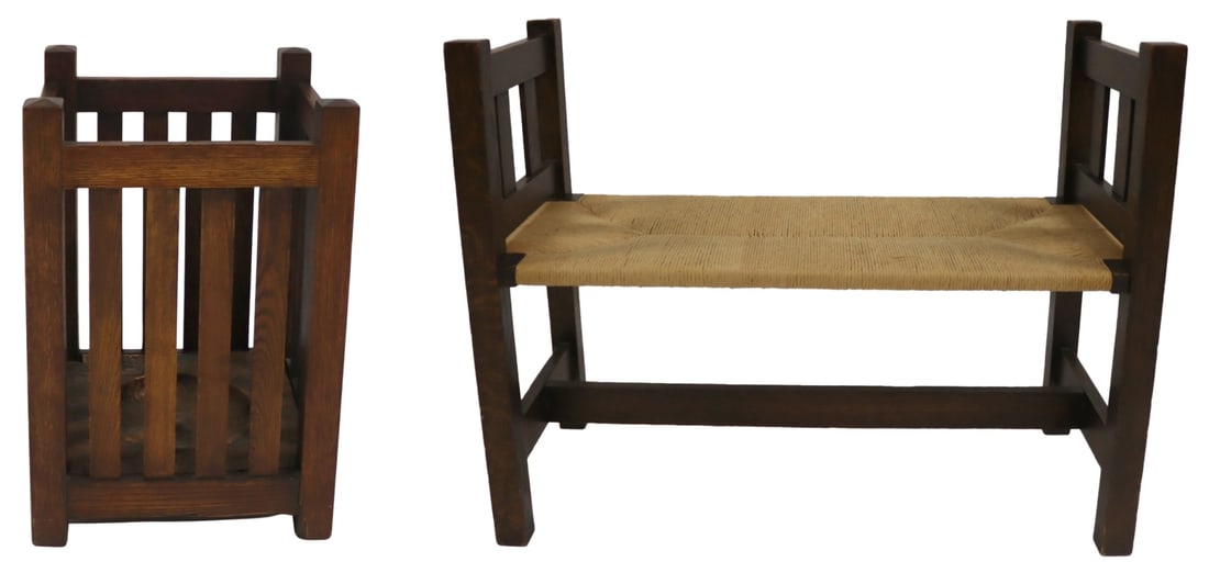 Vintage Stickley Style Oak Umbrella Stand Together (1 of 10)