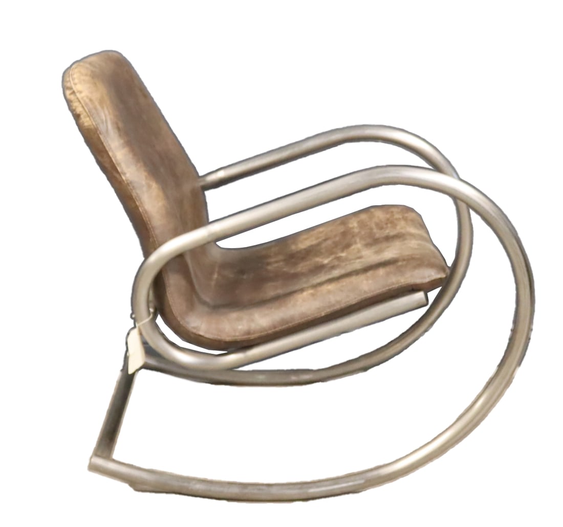 Midcentury Chrome And Leather Rocker. (1 of 8)