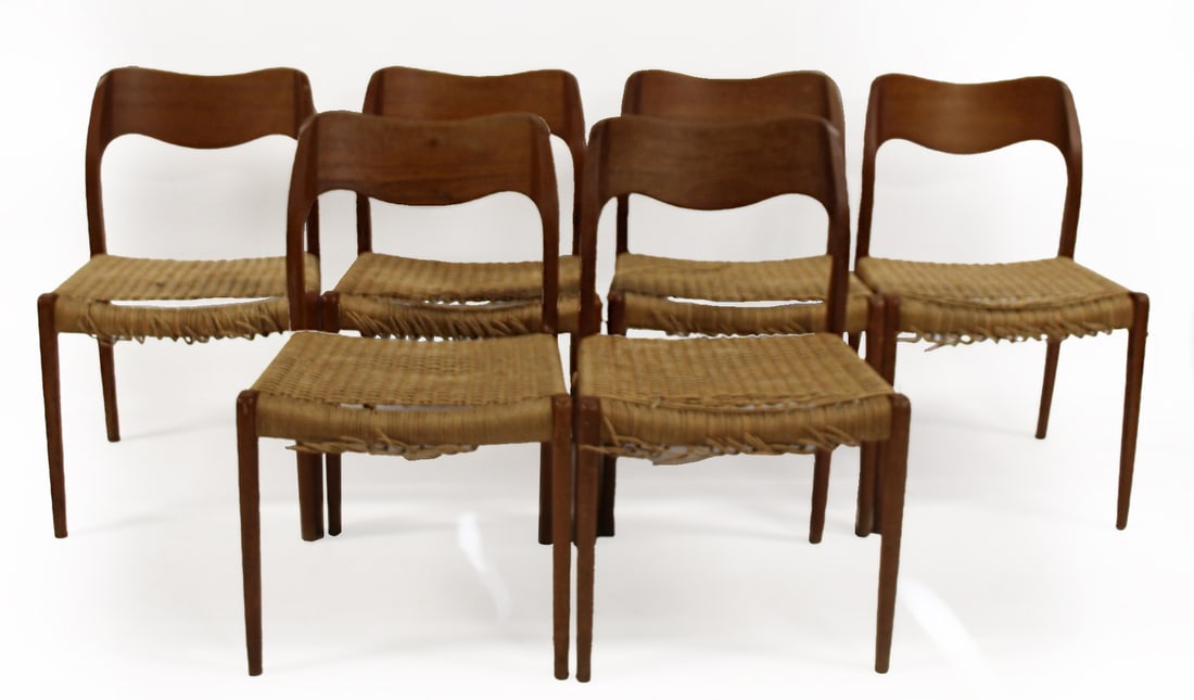 6 Midcentury Niels JL Moller Teak Chairs. (1 of 12)