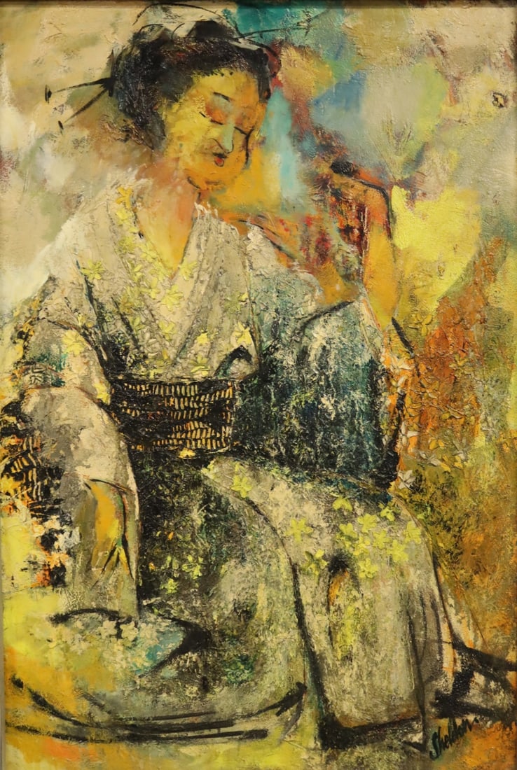 ILLEGIBLY Signed Oil On Masonite.: Portrait. Oil on board. Signed lr rt. From an Ossining NY estate. - Dimensions: 48" x 32"