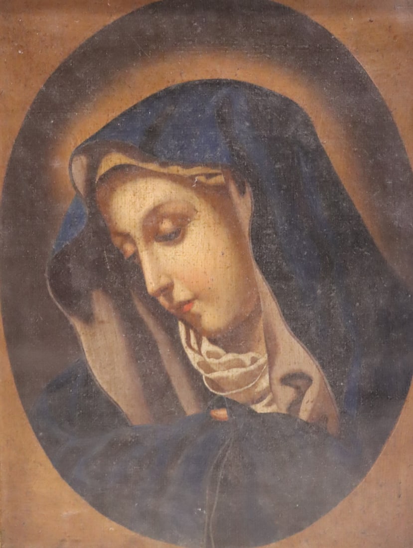 Manner Of Carlo Dolci Oil On Canvas.: Oil on canvas, Madonna. From a Westchester NY estate. - Dimensions: 11" x 9" & Framed: 13" x 11"