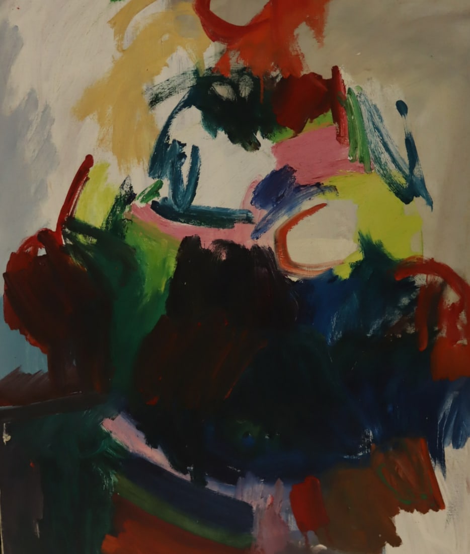 ILLEGIBLY Signed Oil On Canvas Abstract. (1 of 4)