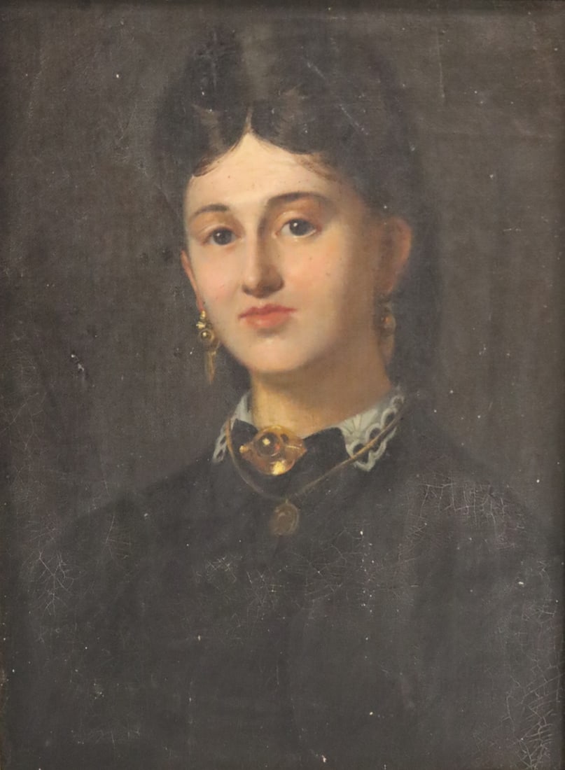 UNSIGNED Oil On Canvas Portrait Of A Young Girl (1 of 4)