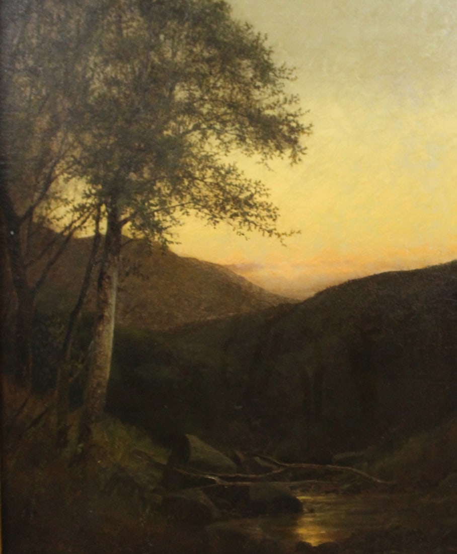 UNSIGNED Oil On Canvas Landscape At Dusk (1 of 4)