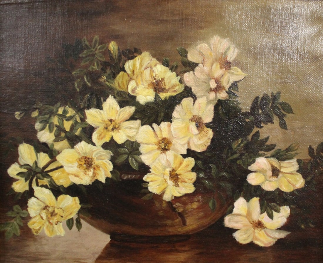 UNSIGNED Oil On Canvas Still Life. (1 of 3)